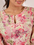 Janasya Women's Pink Pure Cotton Floral Printed A line Dress